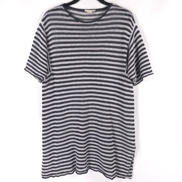 EILEEN FISHER 100% ORGANIC LINEN SS Striped Knit Tunic Top Cover Up Dress MEDIUM - Picture 4 of 13